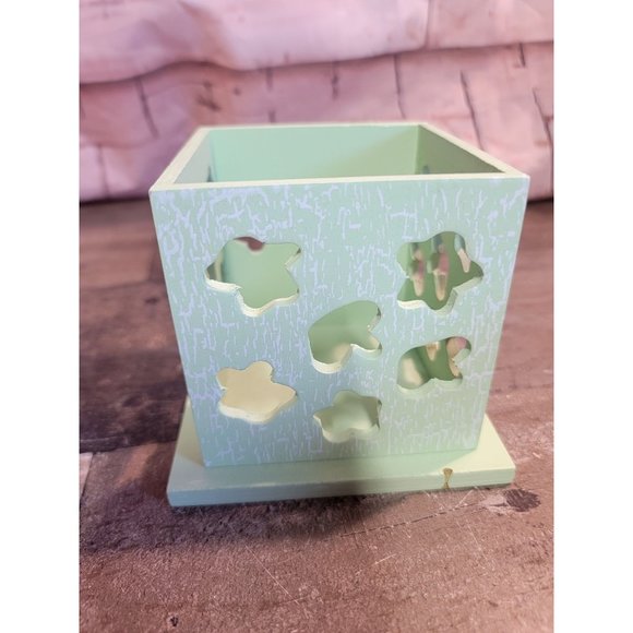 Wooden Green rabbit easter bunny tea light‎ box Decor spring - Picture 4 of 7